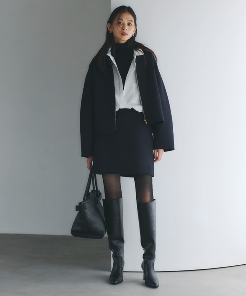 【新品未使用なのですが訳ありanuansリバーウールショートコートホワイト系 リバーウールショートコート（ブルゾン）｜anuans（アニュアンス）の