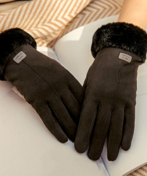 手袋 フェイクファー付き フェイクスエード手袋 レディース : ZOZOTOWN