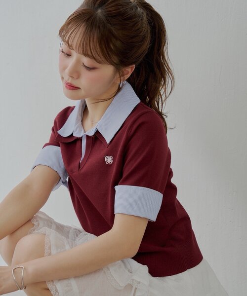 「Chico」 半袖ニット FREE グレー レディース_画像3