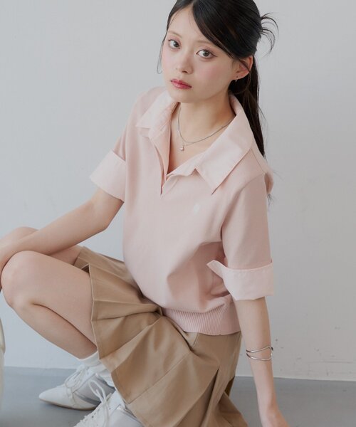 「Chico」 半袖ニット FREE グレー レディース_画像4