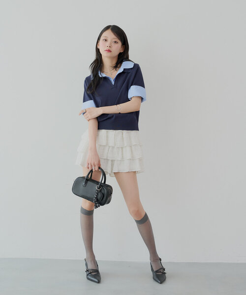 「Chico」 半袖ニット FREE グレー レディース_画像8