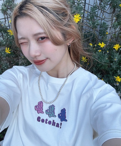 「DOUBLE NAME」 半袖Tシャツ FREE オフホワイト レディース_画像3