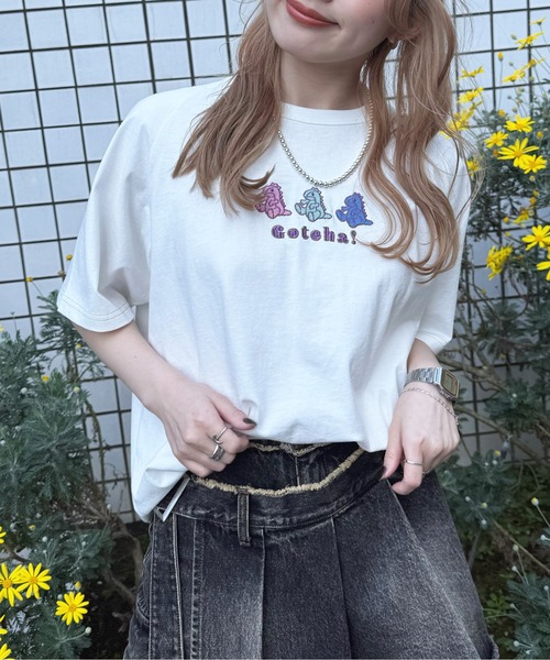 「DOUBLE NAME」 半袖Tシャツ FREE オフホワイト レディース_画像4