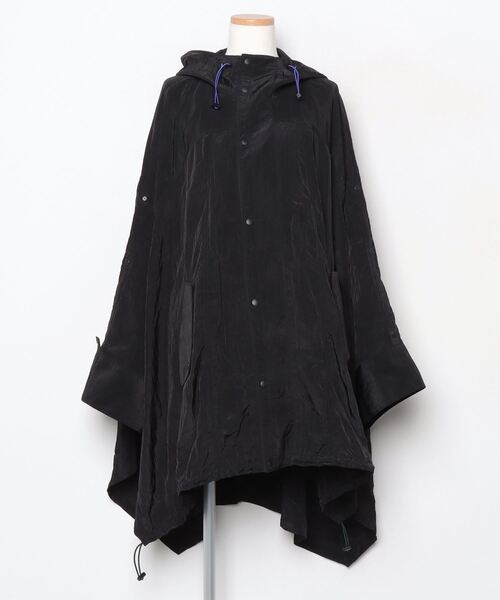 アンスリード UN3D. ナイロンフーディコート　ポンチョ UN3D.（アンスリード） ポンチョ FREE ブラック レディース : ZOZOTOWN