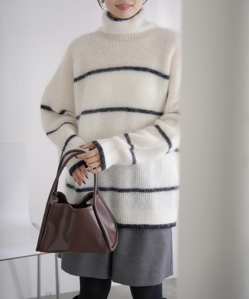 IENA（イエナ） ニット セーター モヘヤミックスボーダーハイネック