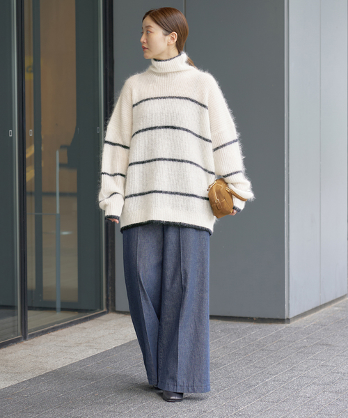 IENA（イエナ） ニット セーター モヘヤミックスボーダーハイネック