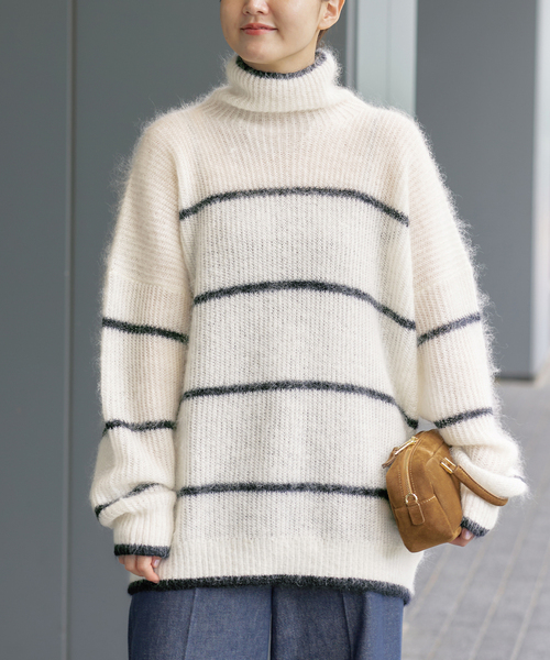 IENA イエナ　キッドモヘヤMIXローゲージ畔プルオーバー　アイボリー キッドモヘヤMIXローゲージ畔プルオーバー | イエナ(IENA