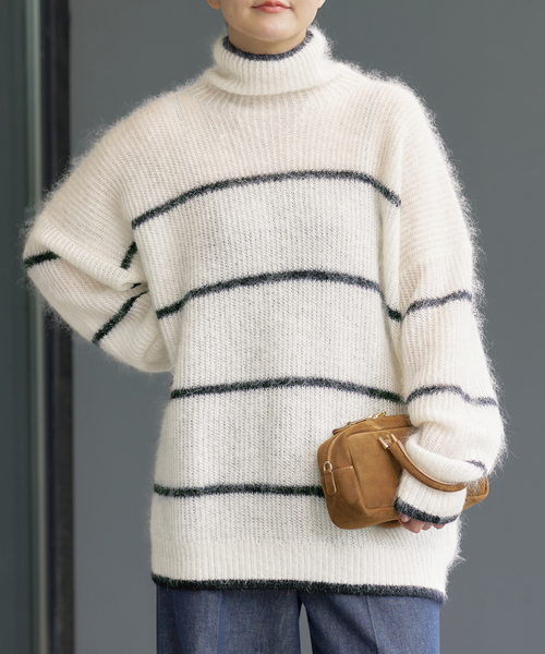 IENA（イエナ） ニット セーター モヘヤミックスボーダーハイネック