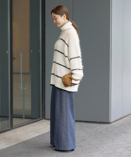 IENA（イエナ） ニット セーター モヘヤミックスボーダーハイネック