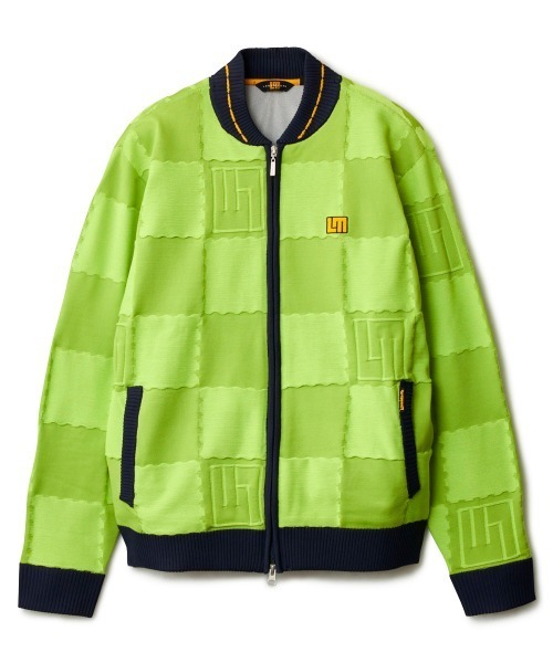 ゴルフ レディース ニットブルゾン ジャケット 裏地蓄熱 防寒 M ラウドマウス ブルゾン アウター 「Loudmouth/ラウドマウス」手書き風ニットブルゾン