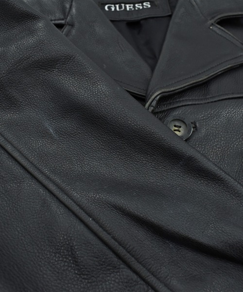 美品　ゲス Guess シボ　本革レザーレザーカーコート ライナー付き　メンズL 美品 ゲス Guess シボ 本革レザーレザーカーコート ライナー付き