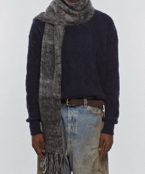 ANN DEMEULEMEESTER 本人期 ブラックロングマフラー ANN DEMEULEMEESTER 本人期 ブラックロングマフラー ANN