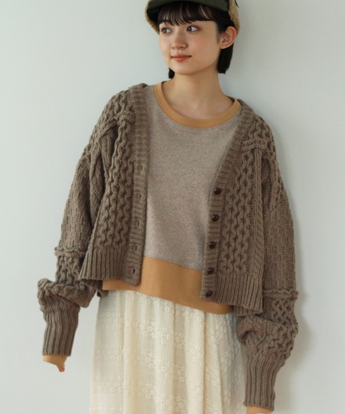 「Crisp」 ニットカーディガン FREE ベージュ レディース_画像2
