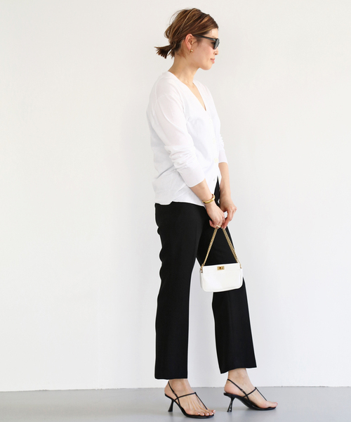 美品⁑ドゥーズィエムクラス　ウールカシミヤバイカラーニットカーディガン　ホワイト Deuxieme Classe（ドゥーズィエムクラス） ニットカーディガン FREE