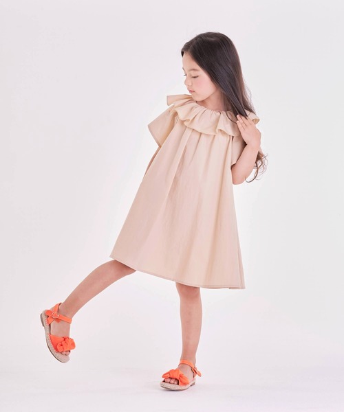 「Rora」 「KIDS」半袖ワンピース 110cm チャコールグレー キッズ_画像4