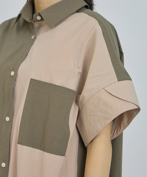 「LAVEANGE」 シャツワンピース M カーキ レディース_画像2