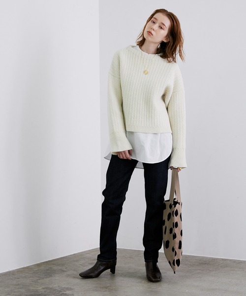 「MADEMOISELLE ROPE'」 長袖ニット 38 ベージュ レディース_画像6