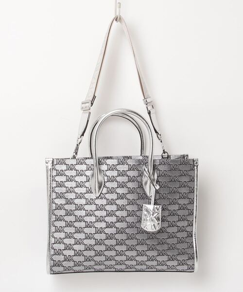 MICHAEL KORS 美品2way シルバー ハンドバッグ ショルダーバック MICHAEL KORS（マイケルコース） 2WAYバッグ FREE シルバー レディース