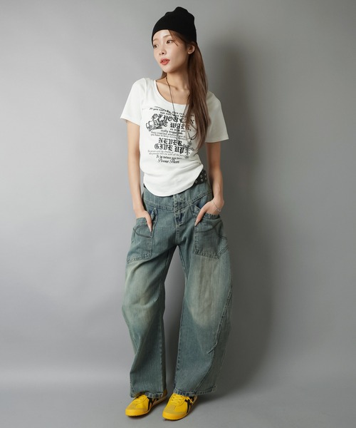 SPINNS（スピンズ） tシャツ 半袖 半袖Tシャツ/英字ロゴ/レター/平成