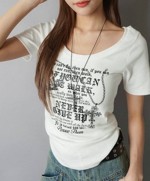 SPINNS（スピンズ） tシャツ 半袖 半袖Tシャツ/英字ロゴ/レター/平成