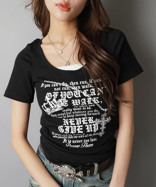 SPINNS（スピンズ） tシャツ 半袖 半袖Tシャツ/英字ロゴ/レター/平成