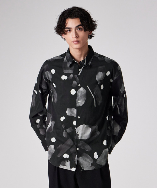 Paul Smith Lサイズ 長袖シャツ 黒白パターンSHIRA PS Paul Smith シャツ ニュアンスフローラル プリントシャツ / 162755