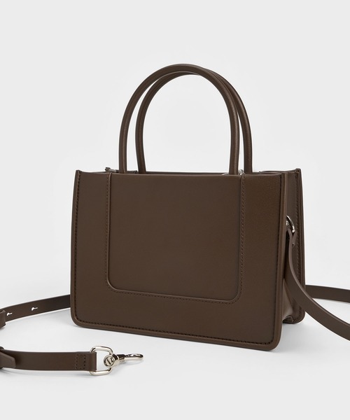 「CHARLES \u0026 KEITH」 2WAYバッグ M ダークブラウン レディースの画像