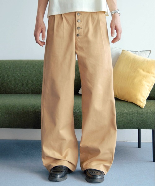 チノパンツ Zooodle ワイドパンツ チノパン Button fly chino pants - ボタン