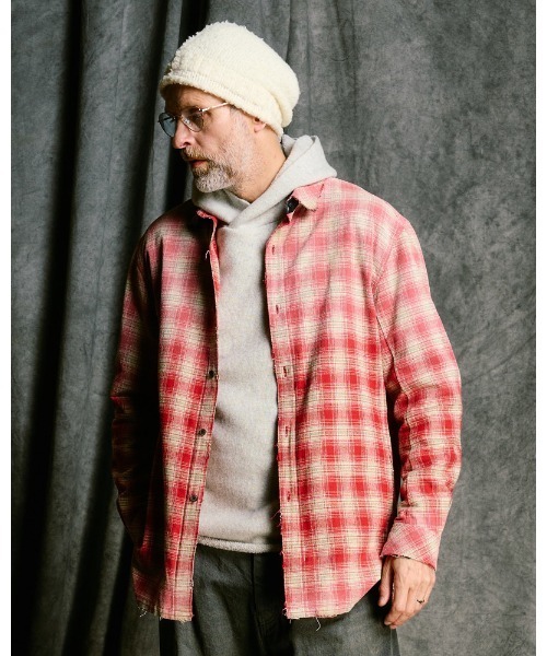 シャツ aging loose check shirt メンズの画像