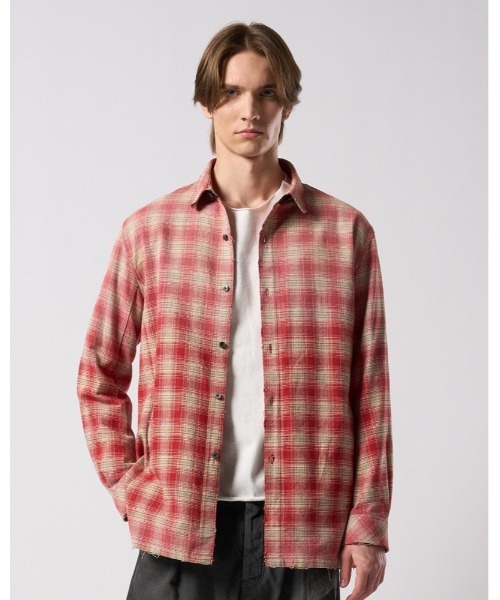 シャツ aging loose check shirt メンズの画像