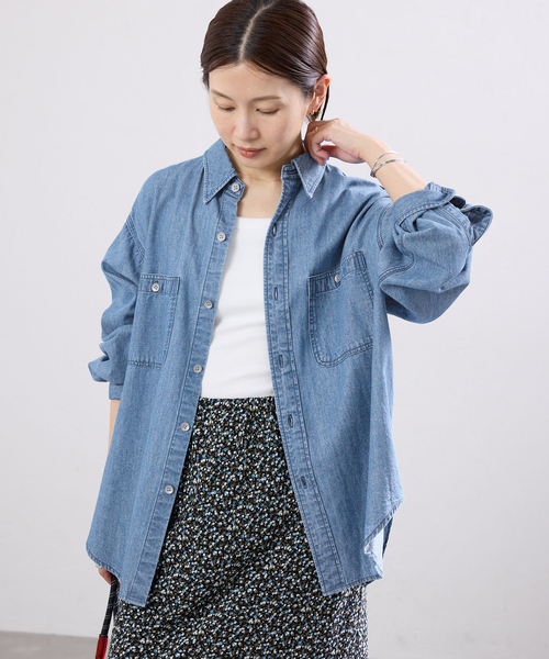 IENA（イエナ） ブラウス シャツ BLACK シャンブレーシャツ レディース