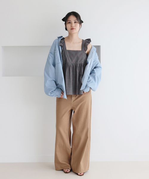 IENA（イエナ） ブラウス シャツ BLACK シャンブレーシャツ レディース