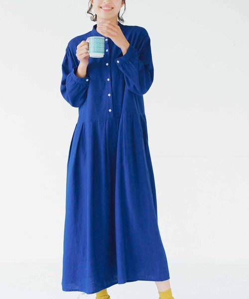「Live in comfort」 7分袖ワンピース MEDIUM ブルー レディース_画像6