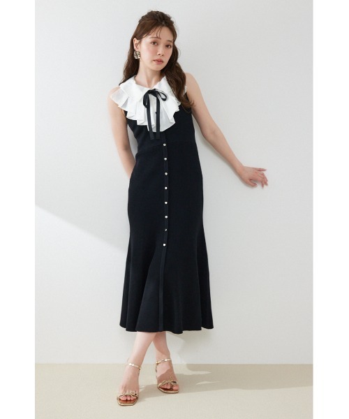 パーティードレス ワンピース 夏 「AKB48 倉野尾成美さん着用」フリルシャツドッキングニットマーメイドワンピース 夏服 | rienda | 07
