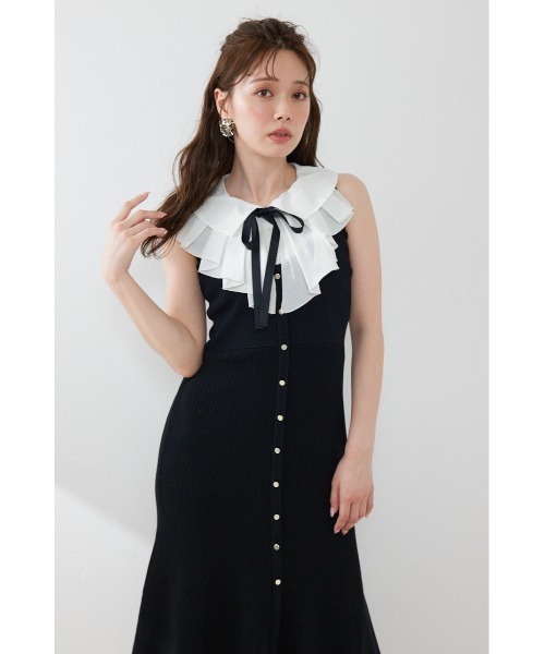 パーティードレス ワンピース 夏 「AKB48 倉野尾成美さん着用」フリルシャツドッキングニットマーメイドワンピース 夏服 | rienda | 10