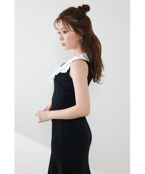 パーティードレス ワンピース 夏 「AKB48 倉野尾成美さん着用」フリルシャツドッキングニットマーメイドワンピース 夏服 | rienda | 11