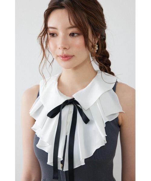パーティードレス ワンピース 夏 「AKB48 倉野尾成美さん着用」フリルシャツドッキングニットマーメイドワンピース 夏服 | rienda | 22
