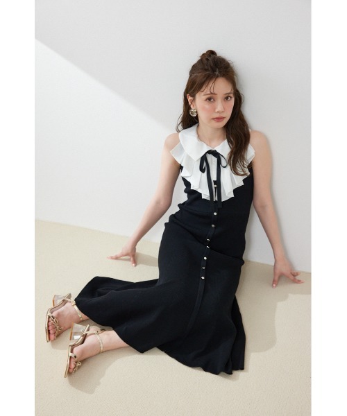 パーティードレス ワンピース 夏 「AKB48 倉野尾成美さん着用」フリルシャツドッキングニットマーメイドワンピース 夏服 | rienda | 06
