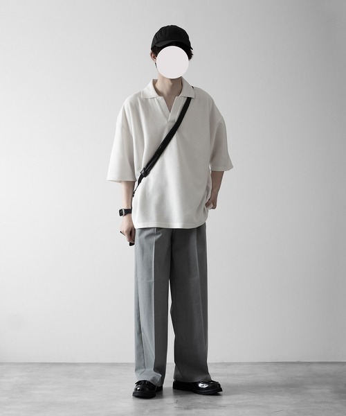「RUUBON」 半袖ポロシャツ M オフホワイト メンズ_画像3