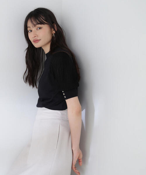 「NATURAL BEAUTY BASIC」 7分袖ニット FREE ベージュ レディース_画像4