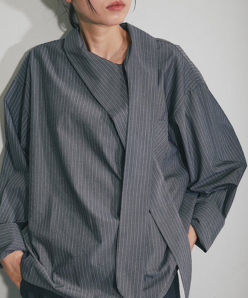 「SMILE ORCHID」 長袖ブラウス M グレー レディース_画像8