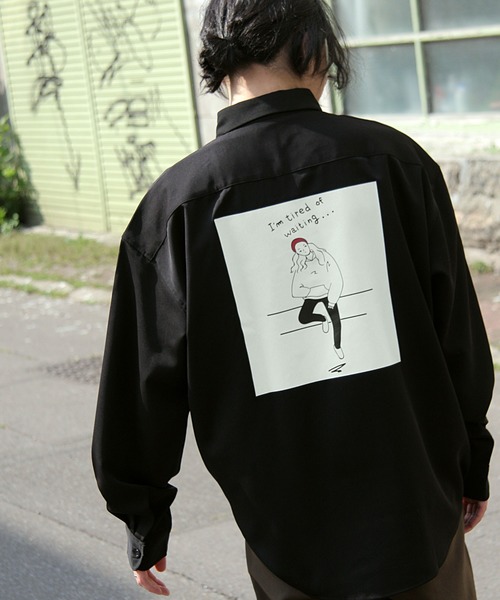シャツ ブラウス バックイラスト ビッグシルエット長袖シャツ エモイラスト リラックスシルエット Zozotown Paypayモール店 通販 Paypayモール