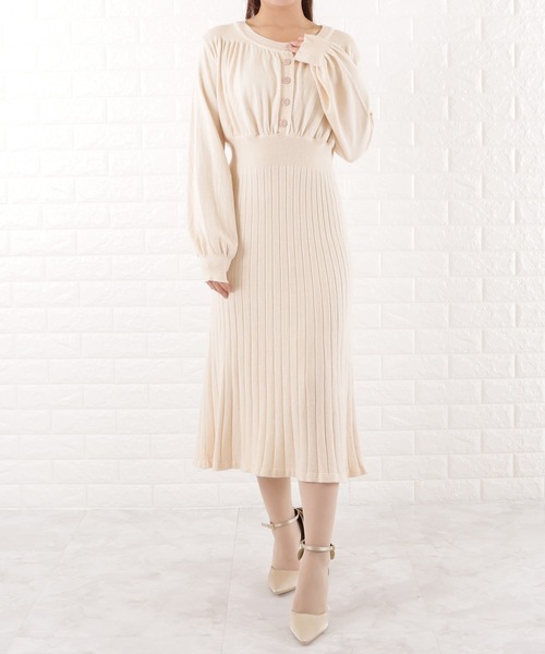 Lace Ladies（レースレディース） ワンピース ドッキングリブニット