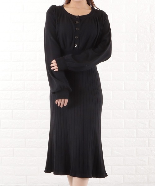 Lace Ladies（レースレディース） ワンピース ドッキングリブニット