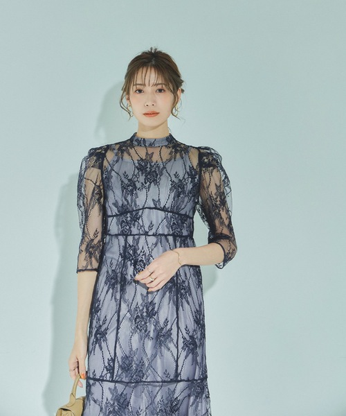 niana ドレス バックリボン総レースパーティードレス : ZOZOTOWN