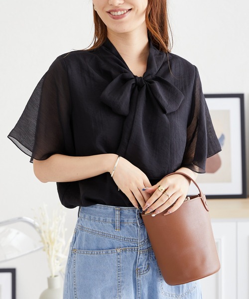 acro（アクロ） ブラウス シャツ フレアスリーブ/シアーボータイ