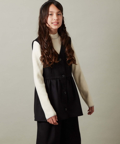 【Aga】ジレ ペプラム  ブラック  サイズ38 未使用 She's Closet ベスト ジレ 切り替えギャザーフレアペプラム