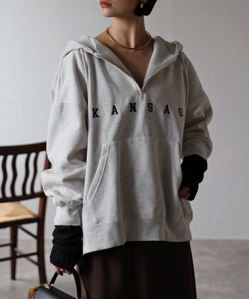パーカー 裏起毛KANSASロゴ刺繍ハーフジップフーディー 77872617ZOZOTOWN Yahoo!店 通販 Yahoo