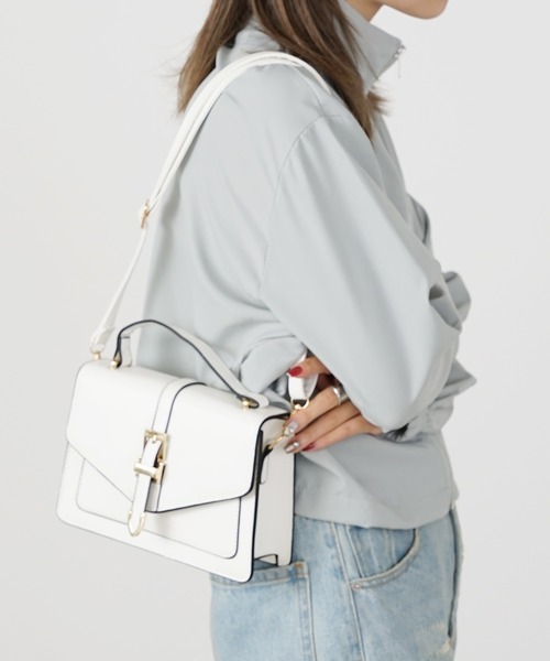 ショルダーバッグ・ポシェット LEATHERY VINTAGE BELTED SHOULDER-BAG [WASHED D.BR] ショルダーバッグ バッグ leather big belt shoulder bag／PU太