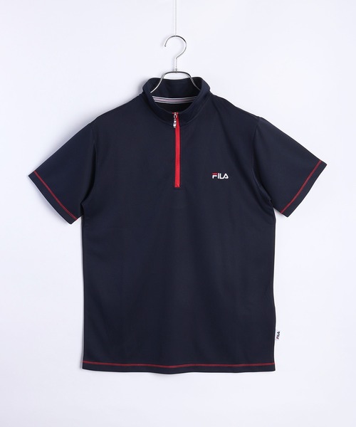 FILA tシャツ ダブルメッシュ ハーフジップ 吸水速乾Tシャツ